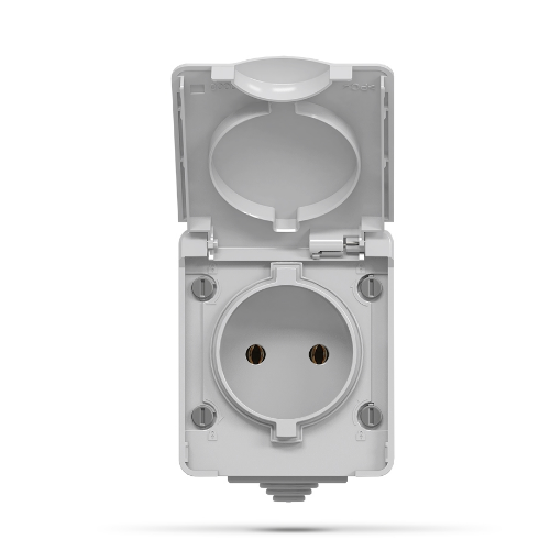 BINERA сірий Розетка зовнішня 1-а з кришкою IP65 Videx Житомир - изображение 1
