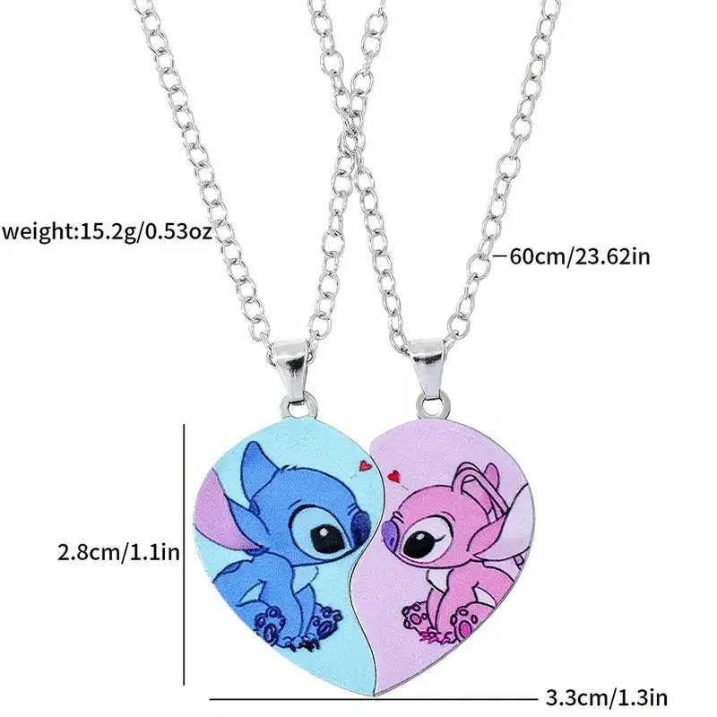 Парні кулони-підвіски «Стіч і Ейнджел» – половинки серця, 2 шт Київ - фото 2