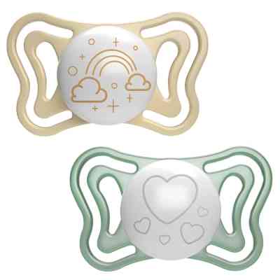 Пустышка Chicco Physio Light силиконовая от 2 до 6 месяцев люминесцентная с футляром 2 шт. (71037.41) Винница