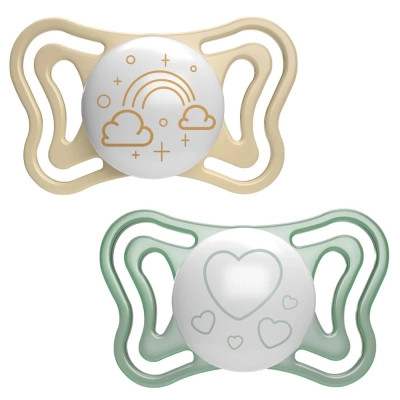 Пустышка Chicco Physio Light силиконовая от 2 до 6 месяцев люминесцентная с футляром 2 шт. (71037.41) Винница - изображение 1