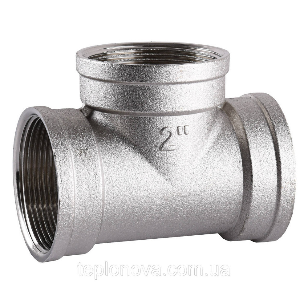 Тройник никелированный 2″ВР х 2″ВР х 2″ВР литейный А0238А(нк) VA Черновцы - изображение 3
