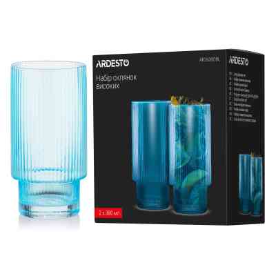 Набір склянок Ardesto 380мл, 2шт, скло, блакитний (AR2638SBL) Вінниця