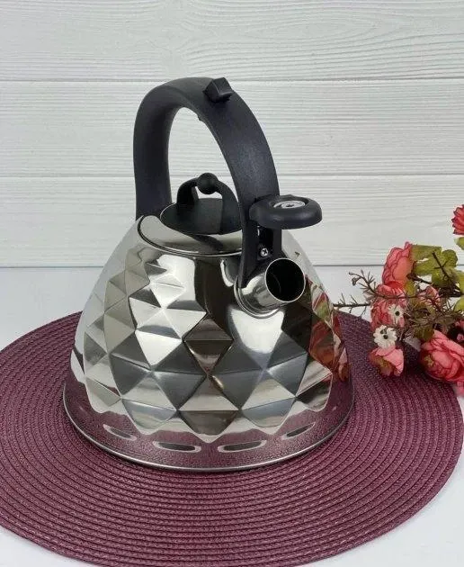 Чайник Свистящий 3.0 Литр  Индукционное дно , подходит для всех видов плит,Бриллиантовый рисунок Одесса - изображение 3