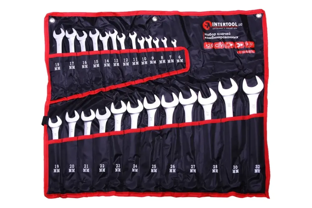 Набор ключей рожково-накидных 25 ед. Intertool в чехле (6-32мм) Винница - изображение 1