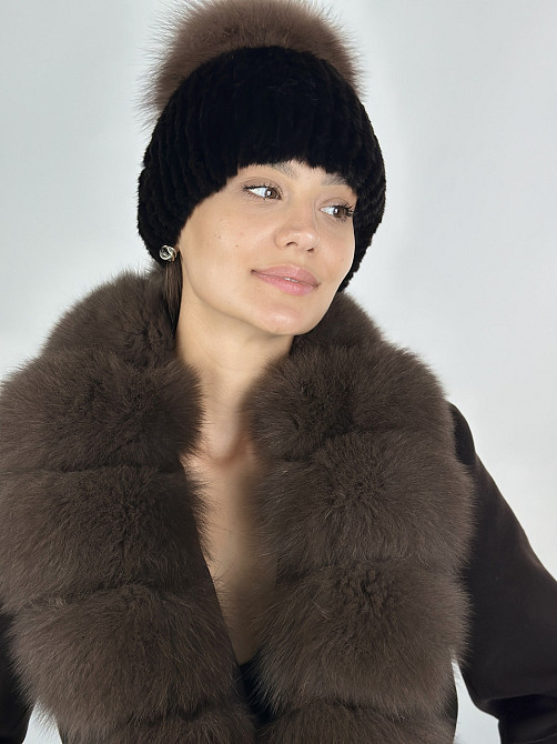 Шапка меховая женская Мерлин Коричневый Харьков - изображение 5