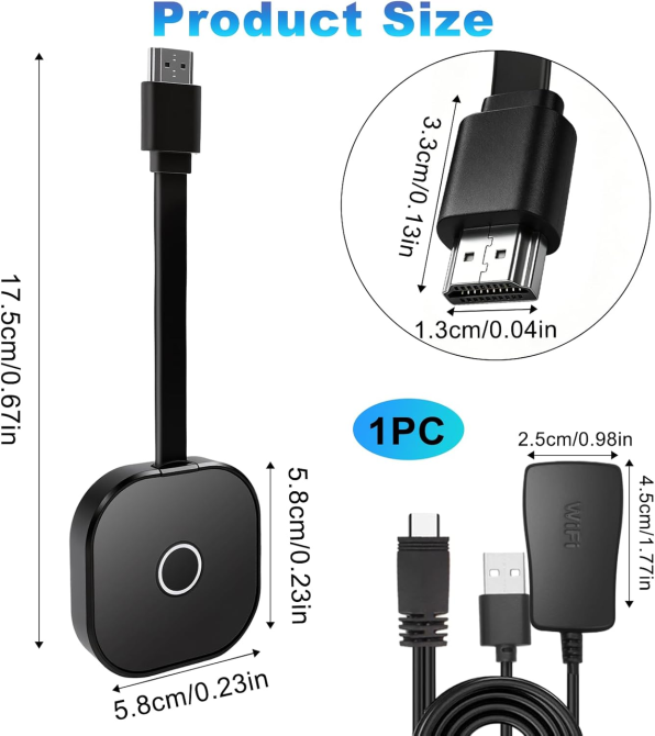 Бездротовий HDMI-адаптер 4K Ultra HD, Wi-Fi 2.4/5 ГГц, трансляція екрана iPhone/Android/Windows/macOS, до 20 м Київ - фото 7