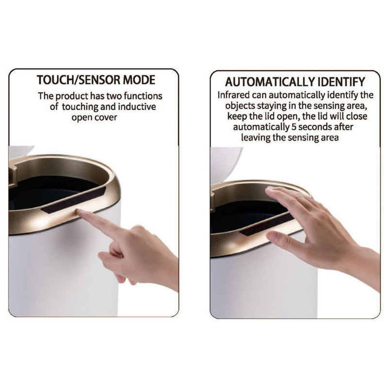 Сенсорное мусорное ведро Mixxus Premium Topper-TC0112 12 литров овальное белое MI7082 Харьков - изображение 16