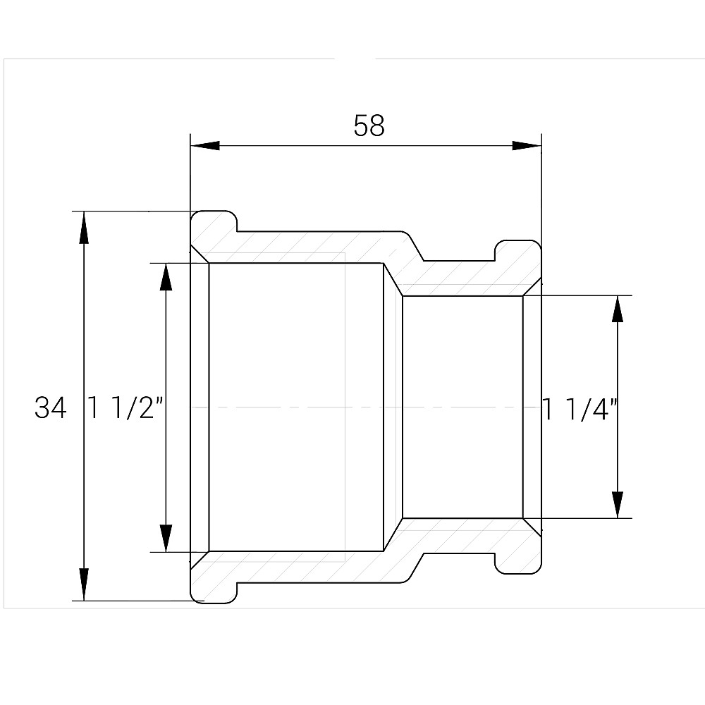 Муфта редукційна 1 1/2″х1 1/4″ВВ нікельована восьмигранна А0338А(нк) Тернополь - изображение 3