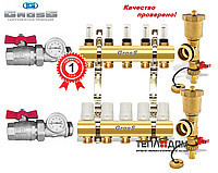 Колектор для теплої підлоги Gross 1"x3/4x9 в зборі без насоса Харків - фото 2