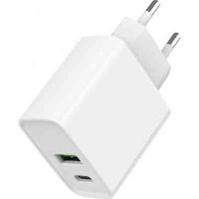Зарядний пристрій Gembird USB-A + Type-C (PD20W + QC3.0 18W) white (TA-UC-PDQC20-01-W) Вінниця