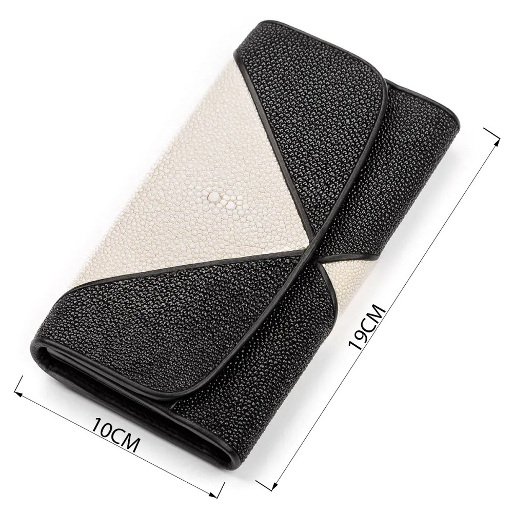 Кошелек женский STINGRAY LEATHER 18103 из натуральной кожи морского ската Черный Киев - изображение 3