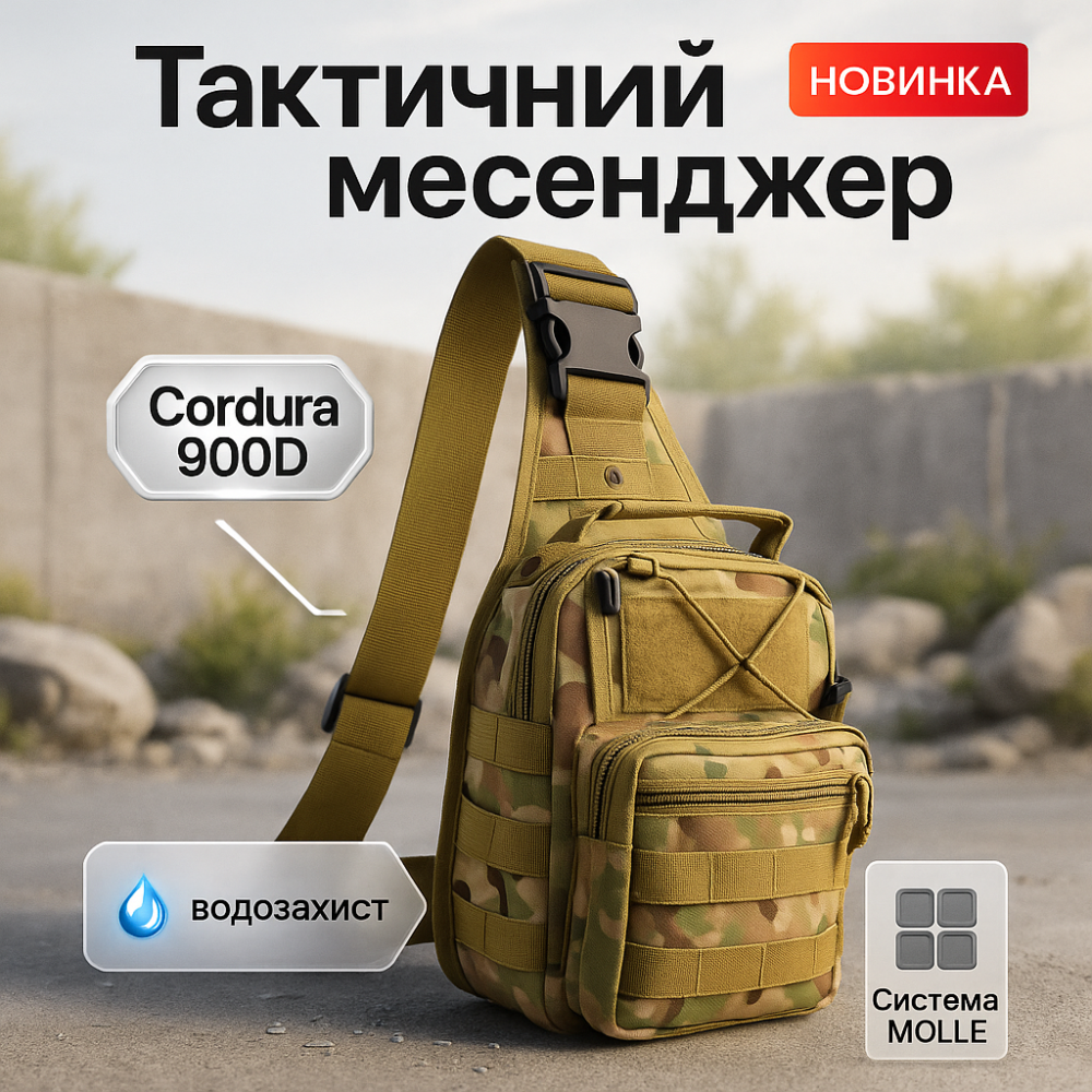 Мужская сумка через плечо вместительная, Тактическая сумка на грудь мужская тактика TQ-37 Львов - изображение 11