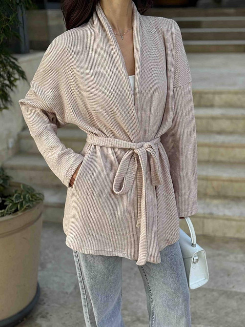 Женский теплый модный кардиган. Беж, 46/48 Одесса - изображение 1