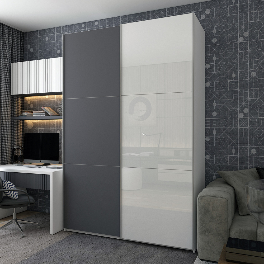 Шкаф-купе двухдверный Doros G-Caiser 180х60х240 см Белый/Графит/1 Скло (DRS-011019) Львов - изображение 1