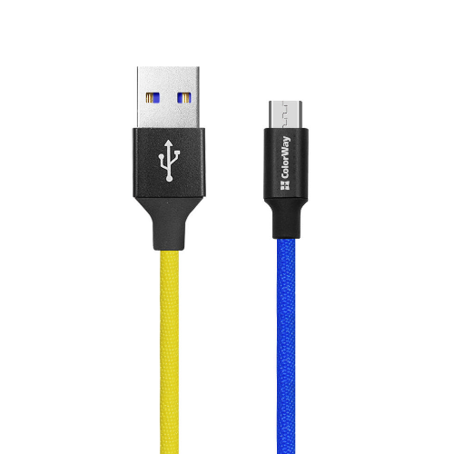 Кабель USB MicroUSB ColorWay CW-CBUM052-BLY 2,4A 1м синій/жовтий Житомир - фото 4