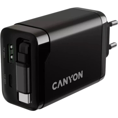 Зарядное устройство Canyon 1xUSB-C PD65W + 1xUSB QC3.0 + cable USB-C to USB-C black (CNS-CURC65ACB) Винница - изображение 2