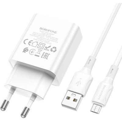 Зарядное устройство BOROFONE BA74A Aspirer USB + cable USB to Micro 5P White (6974443388664) Винница - изображение 4
