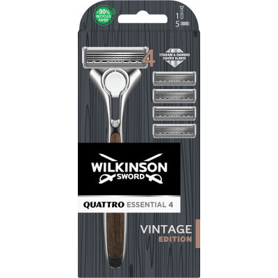 Бритва Wilkinson Sword Quattro Vintage Edition для чоловіків з 4 картриджами (4027800205301) Вінниця - фото 1