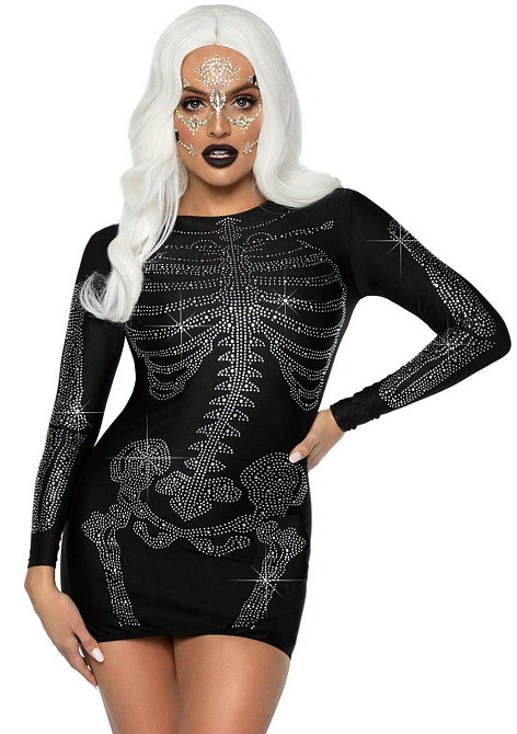 Міні-сукня Скелет зі стразами Leg Avenue Skeleton Rhinestone, чорна, M Sex Aura Київ - фото 1