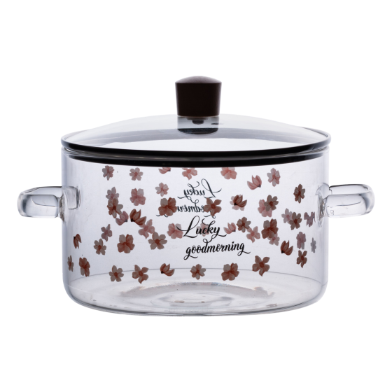 Yiwu Скляна каструля прозора 1.7 літр з кришкою жароміцна HP-34-22 Коломыя