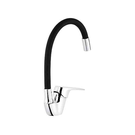 Змішувач для кухні з гнучким виливом Kroner KRM Odra - C032BLK хром/чорний Київ