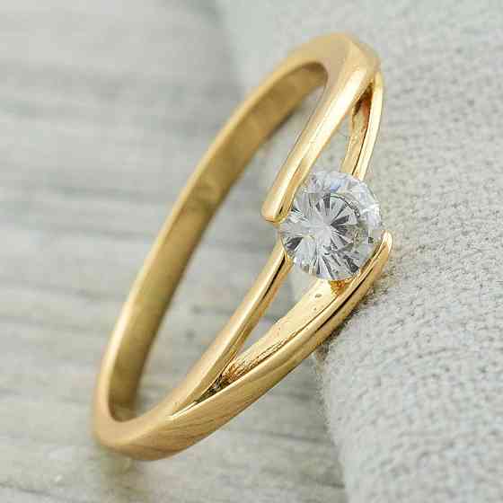 Кольцо куб. цирконий Xuping позолота 18К, 19 размер (ширина 5мм, вес 1,7г) Киев