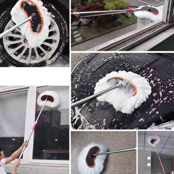 Швабра автомобільна для мийки з висувною ручкою телескопічна.Швабра для авто розмір 61х92.5 см, біла Кам'янець-Подільський