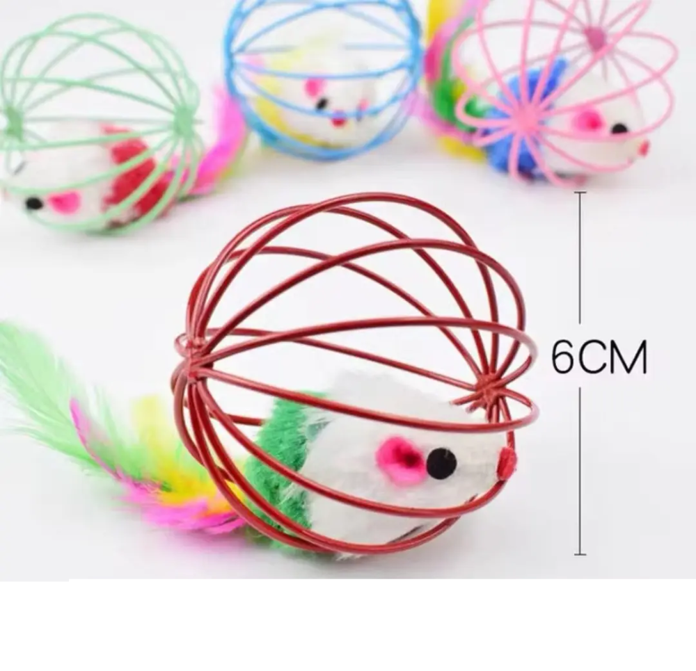 М'ячик для котів мишеня брязкальце в клітці 6 см синій Київ - фото 6