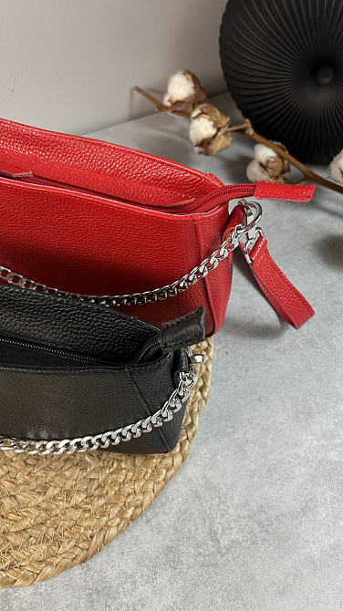 Женская кожаная сумочка, Стильная сумка из натуральной кожи, Маленькая черная сумка на плечеMasterSem Киев - изображение 4