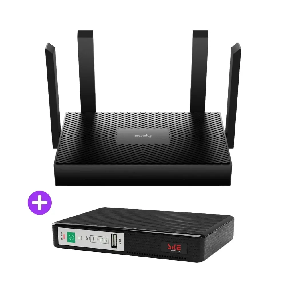 Комплект безперебійного зв’язку: WiFi 6 маршрутизатор Cudy WR1500 + Mini UPS SKE POE-432N 8800mAh 5V/9V/12V/15V/24V/PoE, Li-ion Київ - фото 1