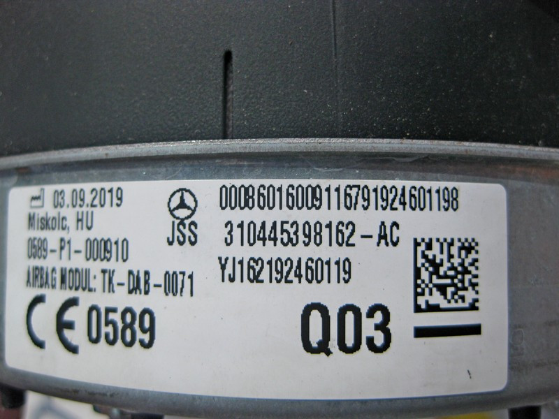 Mercedes-Benz  A0008606600 9116 Подушка безпеки в кермо чорна C-Class W205 E-Class W213 Одеса - фото 3