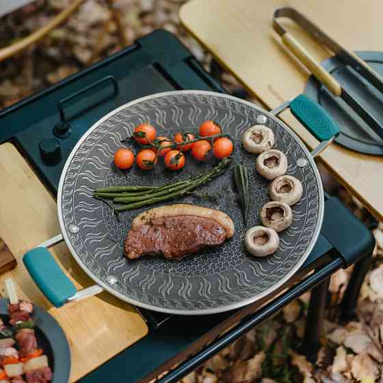 Сковорода з нержавіючої сталі з силіконовими ручками Naturehike CNK2550CF011, 34 х 34 см Київ