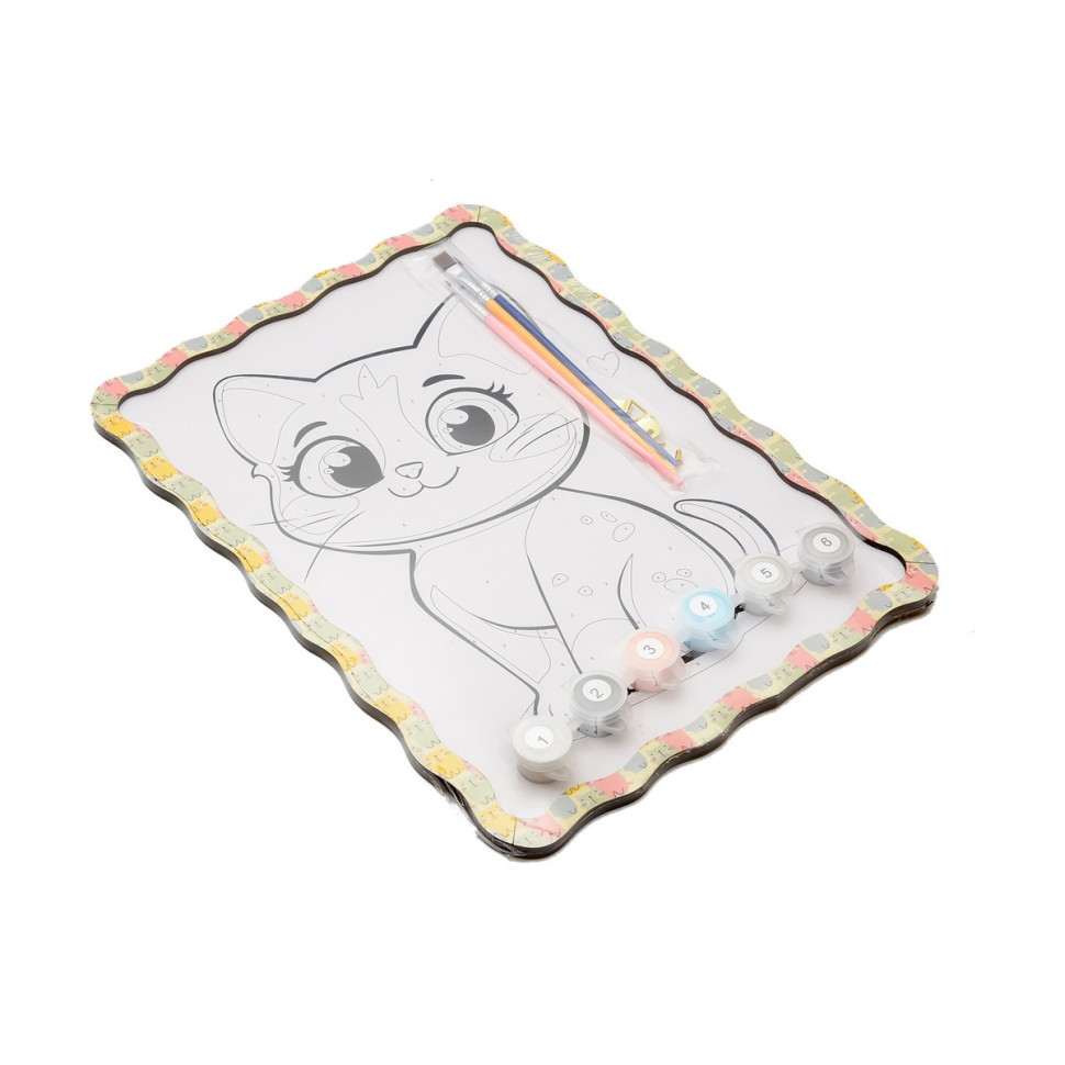 Картина по номерах "Котик" Puz-22945 формат А4 пензлик, фарби, кріплення для стіни Вінниця - фото 3