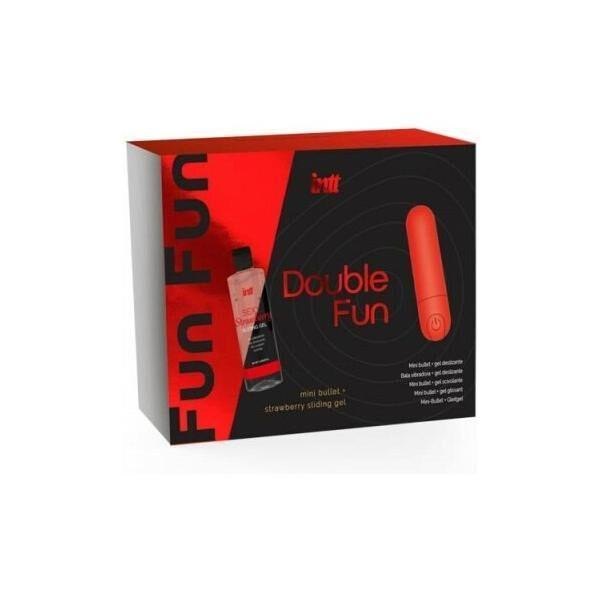 Набор Intt DOUBLE FUN: вибропуля (10 режимов, перезаряжаемая), клубничный лубрикант на водной основе Sex Aura Киев - изображение 4