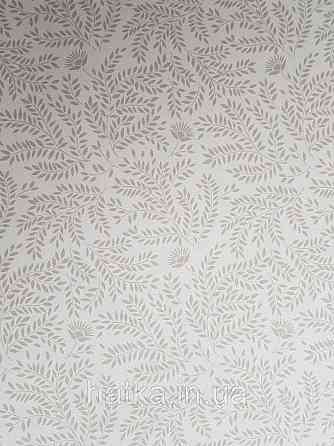 Шпалери флізелінові дитячі еко Lutece Tartine et Chocolat листя гілочки квіти бежеві, сірі на білому Київ