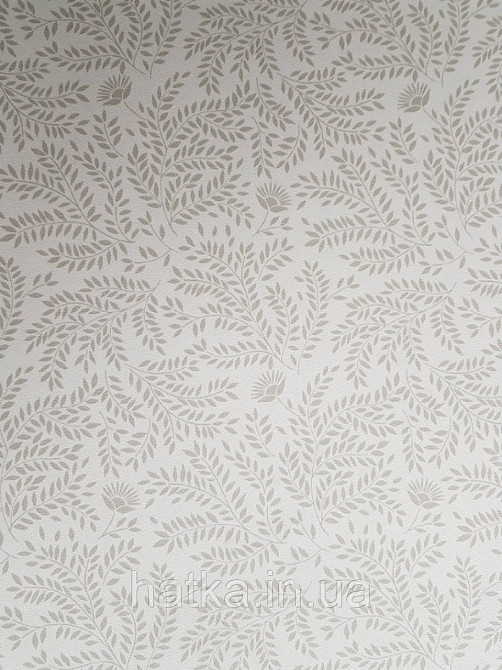 Шпалери флізелінові дитячі еко Lutece Tartine et Chocolat листя гілочки квіти бежеві, сірі на білому Київ - фото 1