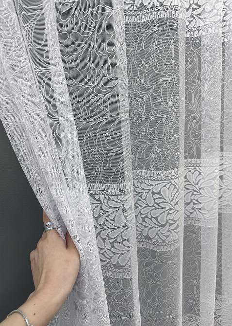 Тюль VR-Textil 1530т Премиум Жаккард Белый 300х270 см (42-0348) Киев - изображение 5