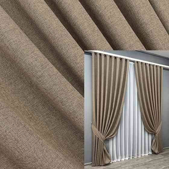 Комплект готових штор VR-Textil Льон Мішковина № 1921ш Капучино 200х270см 2 шт (32-352) Київ