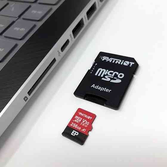 Карта пам'яті microSDXC (UHS-1 U3) Patriot EP Series 256Gb class 10 V30 (R-100MB/s, W-80MB/s) (adapter SD) Київ