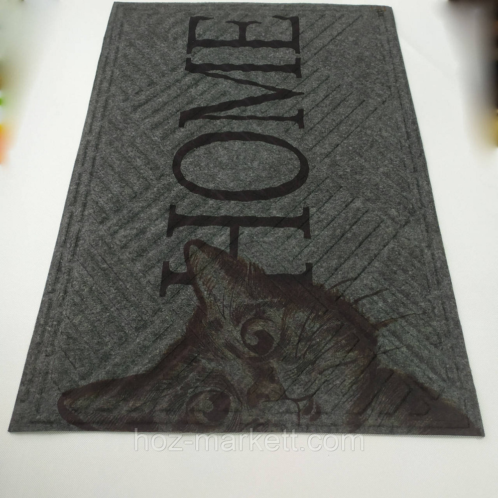 Коврик 60 х 40 см прорезиненный с ворсом в прихожую НОМЕ серый Харьков - изображение 5