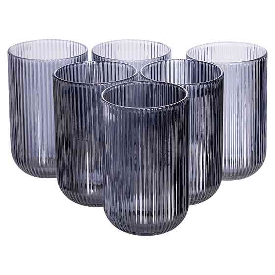 Набір склянок 6 шт скляні склянки 400 (мл) для соку, лимонаду, коктейлів склянки для напоїв Сірий HP7113G Київ