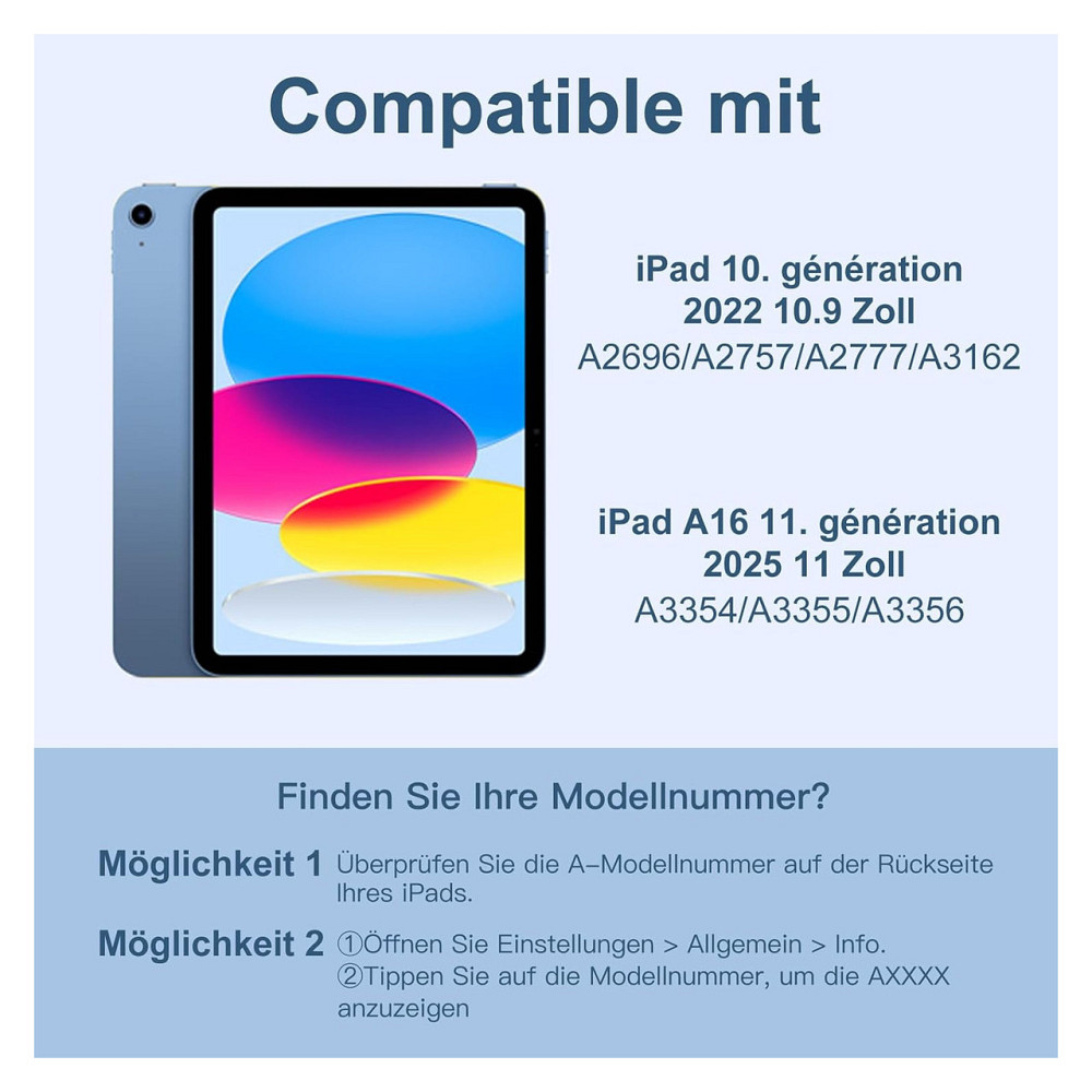 Чохол з клавіатурою Vobafe для iPad 10 10.9'' та iPad A16 11'' синій Bluetooth магнітна знімна клавіатура 7 кольорів USB-C TPU Київ - фото 7