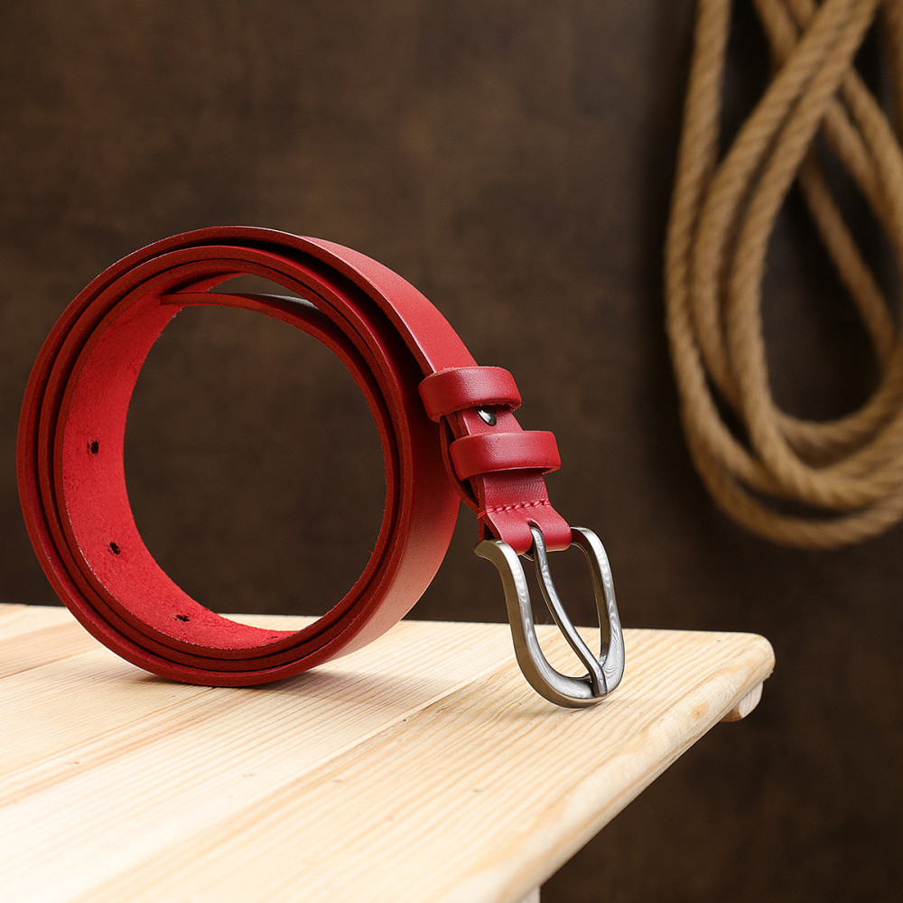 Женский кожаный ремень Vintage 20786 Красный Киев - изображение 8