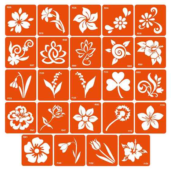 Набор трафаретов для био-тату «F - цветы» f-simple_24_1 Винница