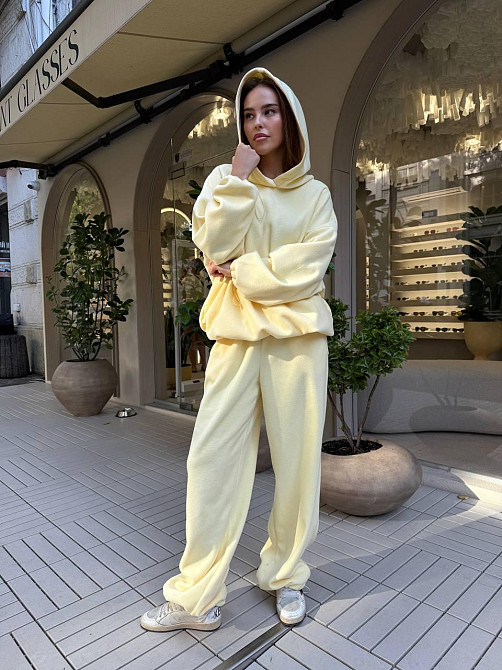 Жіночий стильний теплий костюм двосторонній фліс-полір Лимонний Одеса - фото 7