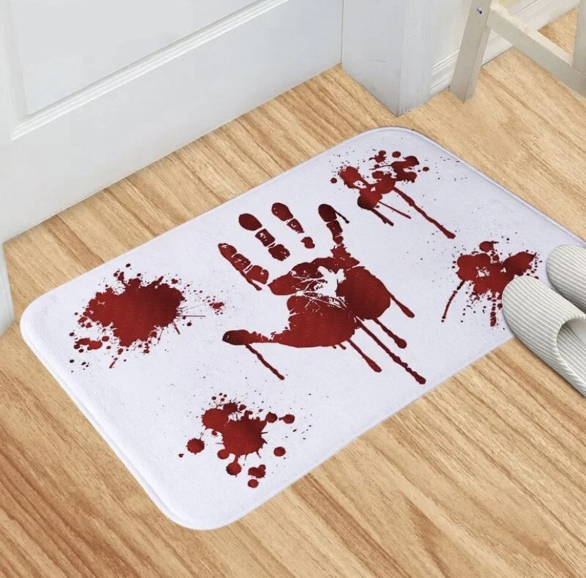 Декор на Хэллоуин, Коврик под дверь Кровавый след ладони, отличное украшение на Хэллоуин, р 40*60см, Киев - изображение 1