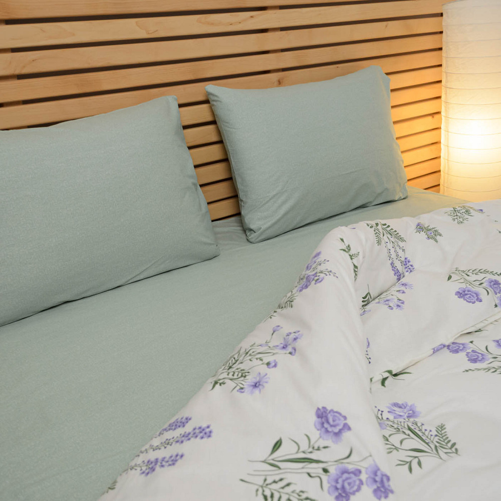 Комплект постельного белья двуспальный Сатин Букет 125 г/м2 YouStar (Белый) 2 х 70х70 Сумы - изображение 5