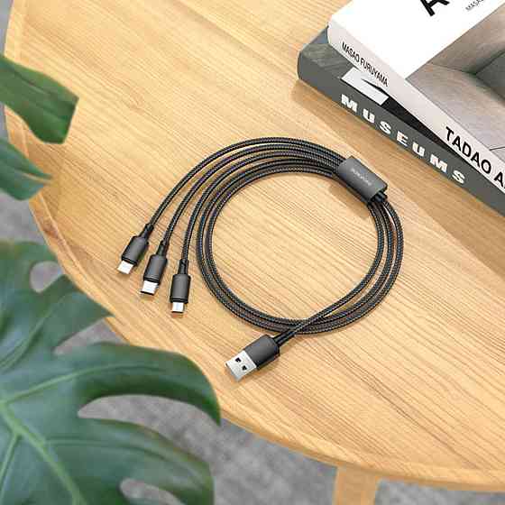 Кабель BOROFONE BX72 3-in-1 charging cable(iP+Type-C+Micro) Black Киев