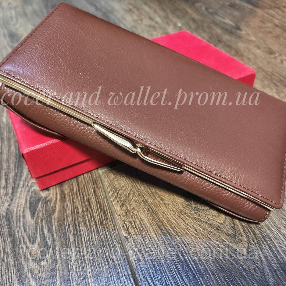 Классический женский кожаный кошелёк с бантом коричневого цвета F.Salfeite Киев - изображение 7