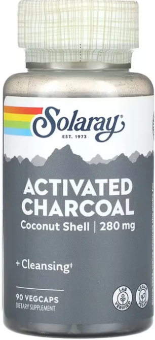 Активированный уголь Solaray Activated Charcoal, Coconut 280mg 90 вег капс Киев - изображение 1